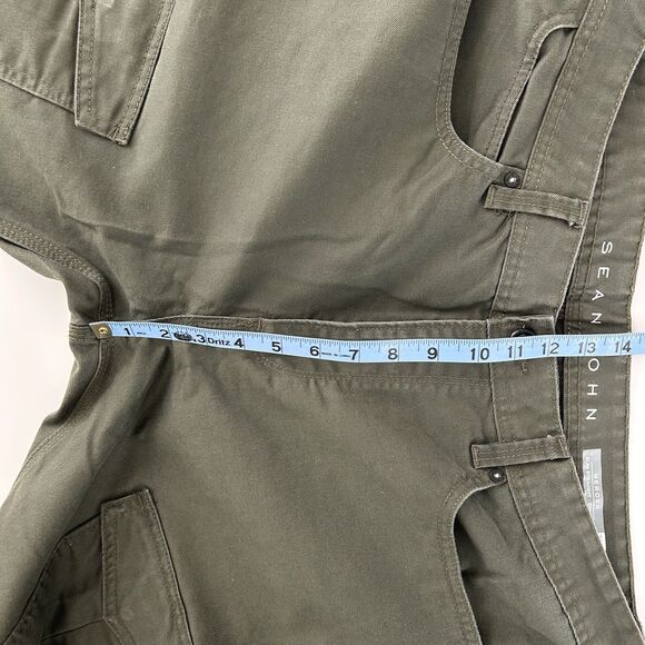 Sean John Pants Men 36x28 Green Mercer Cargo Slim Straight Double Knee Moto - Picture 10 of 13